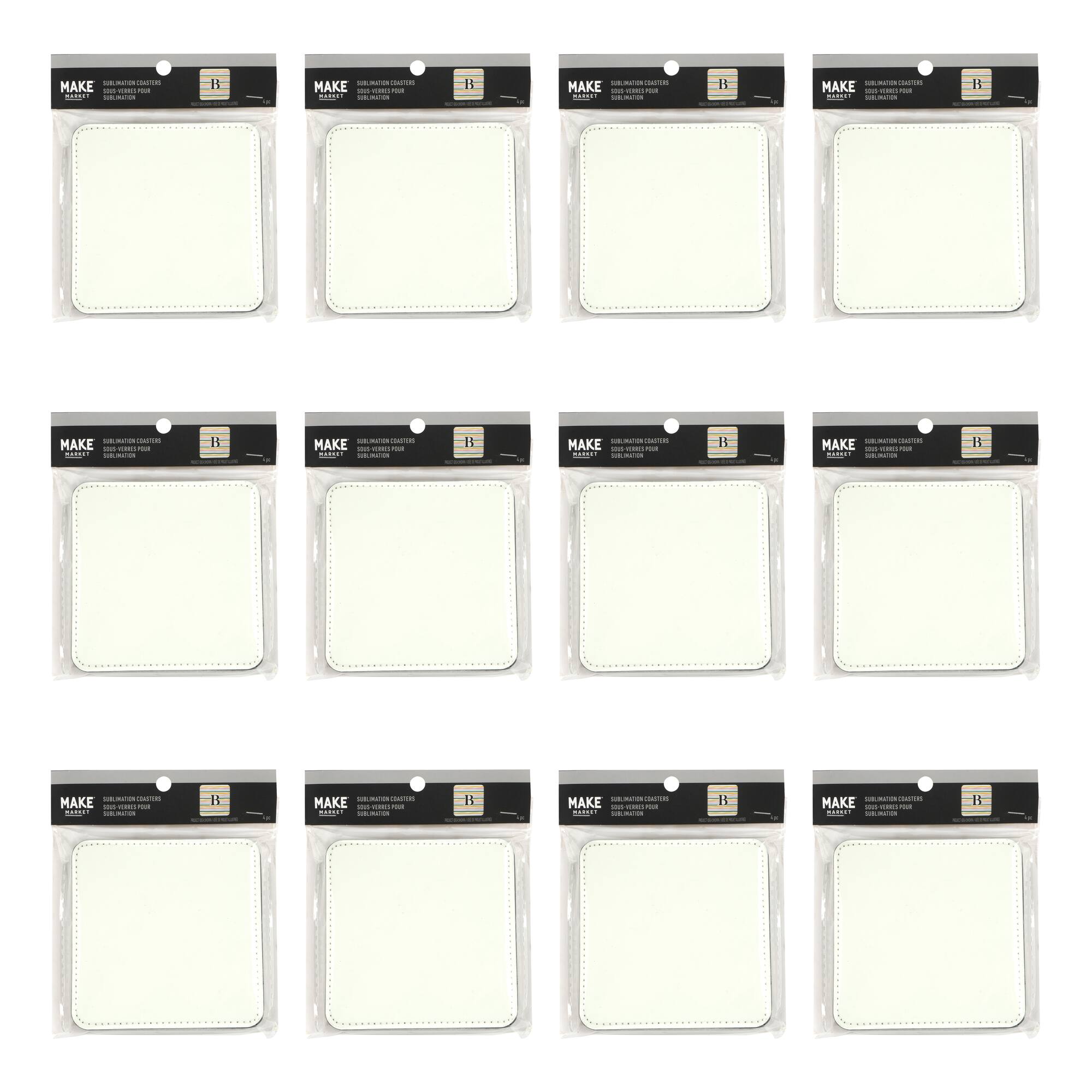 12 Packs: 4 ct. (48 total) 4" x 4" Sublimation Coasters by Make Market®